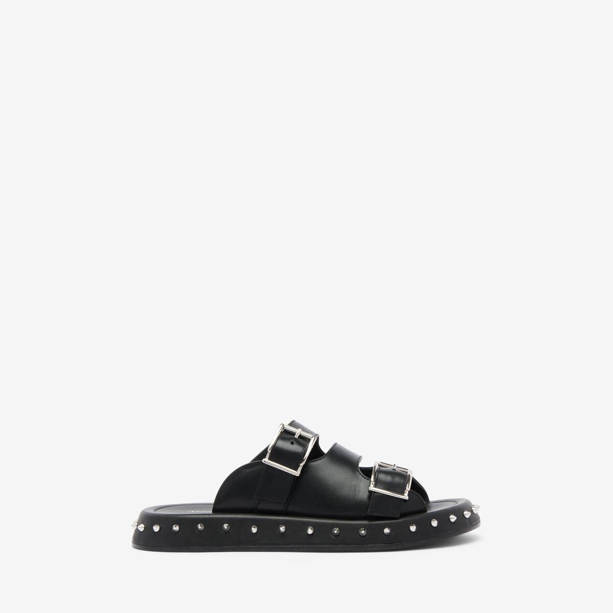 Alexander McQueen Women's Black Buckle Slide - 6 (Calf Leather)